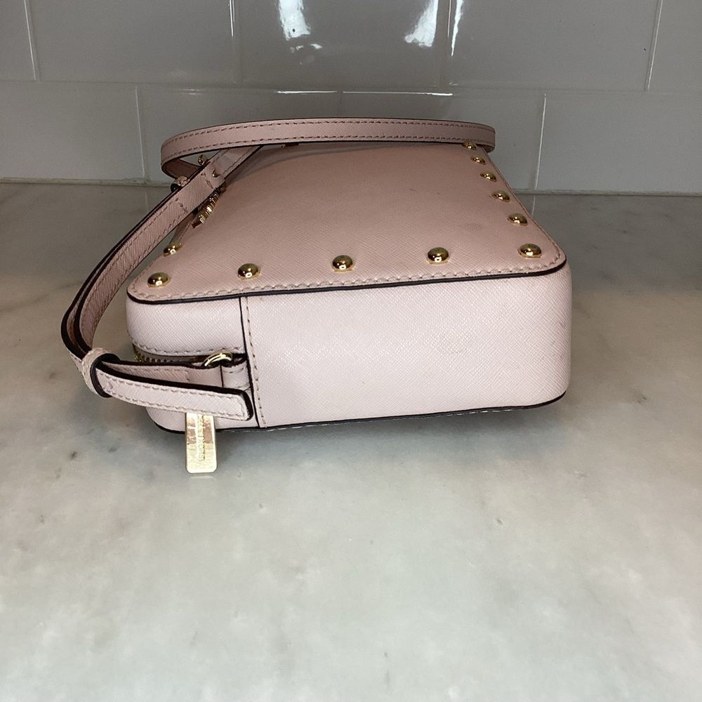 Michael Kors Bag Purse Handbag Leather Pocketbook Pink Stud Saffiano Crossbody - Picture 7 of 16